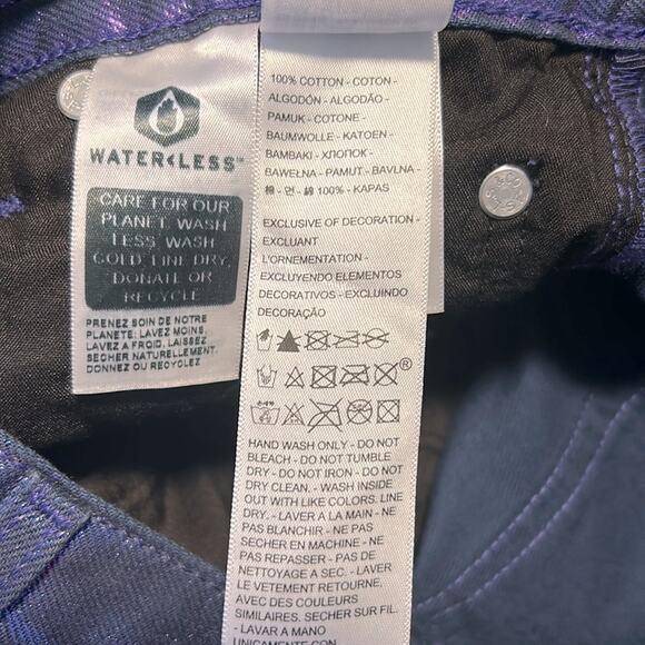 NEW Levi’s Premium purple metallic iridescent Ribcage straight ankle jeans, 26 - Picture 10 of 13